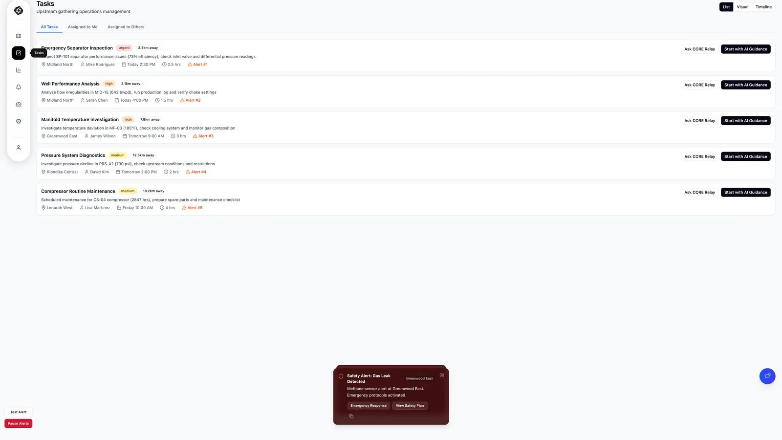 Task queue in CORE Flow with prioritized field actions and AI guidance
